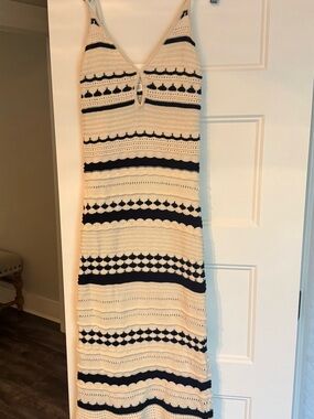 H&M Cream and Black Crochet Knit Dress
